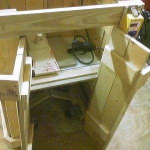 Inside the router table cabinet