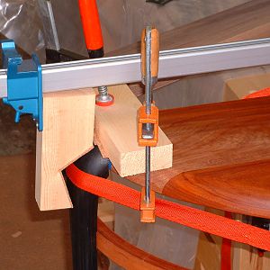 Demilune table clamp up