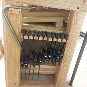 Workbench - clamp rack between legs