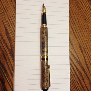 Self Cast acrylic and mallee burl Classic American Fountain Pen