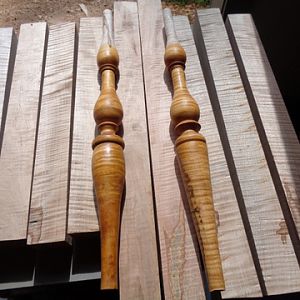 Turning legs with curly maple stock is tough