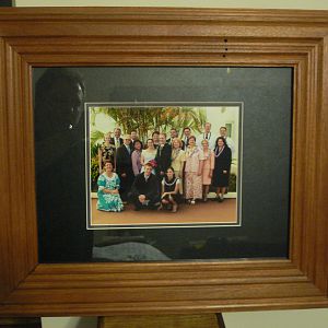 Mahogany Picture frame, and wedding picture w/o flash