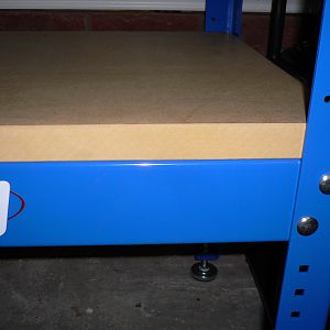 The KREG with 1 1/4" MDF shelf with 45 degree cut edges