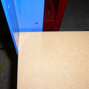 The KREG with 1 1/4" MDF shelf with 45 degree cut edges