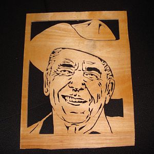 Scroll sawn portrait of President Reagan