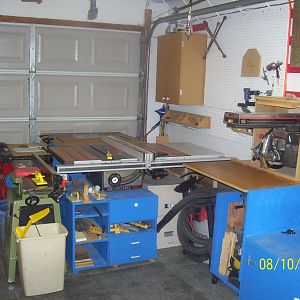 tablesaw, router table, jointer, and RAS