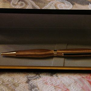 Pen, Tigerwood, turned for Christmas present in 2008.