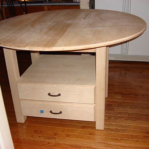 Maple Kitchen Table with Drawers with Leaf