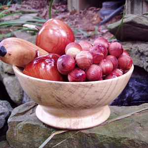 Magnolia Bowl w/Turned Fruit