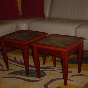 mahogany tile top tables