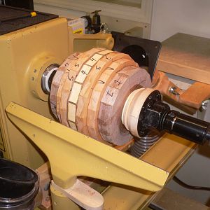 Segment mounted on PM lathe in two sections