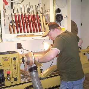 Turning the inside of the segmented bowl