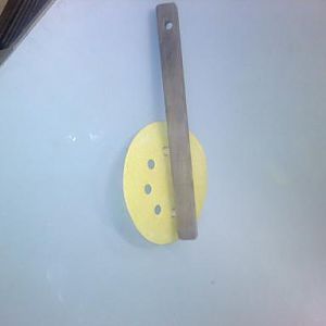 Shopmade tool to assist in installing sanding disks on Random Orbital Sande