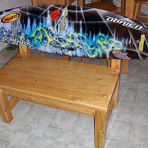 Rustic wakeboard bench