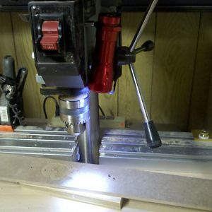 magnetic flashlight on drill press
