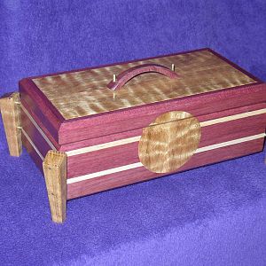 Purpleheart and curly Red Oak box finished