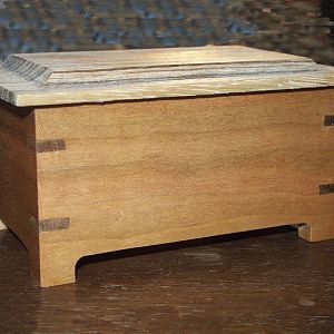 Small cherry box  w/zebra wood top