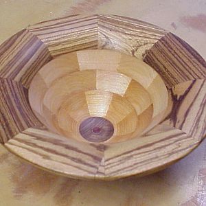Zebra wood and Maple Segmented Bowl
