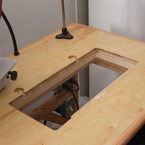 Sewing Console top, cutout view