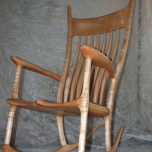 Curly Maple Maloof style rocker with cello seat