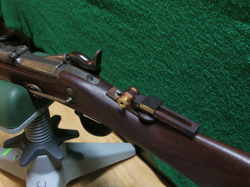 3rd base mounted on carbine -- sight folded down