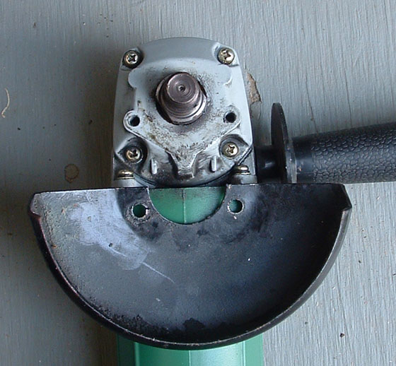 angle grinder with guard removed