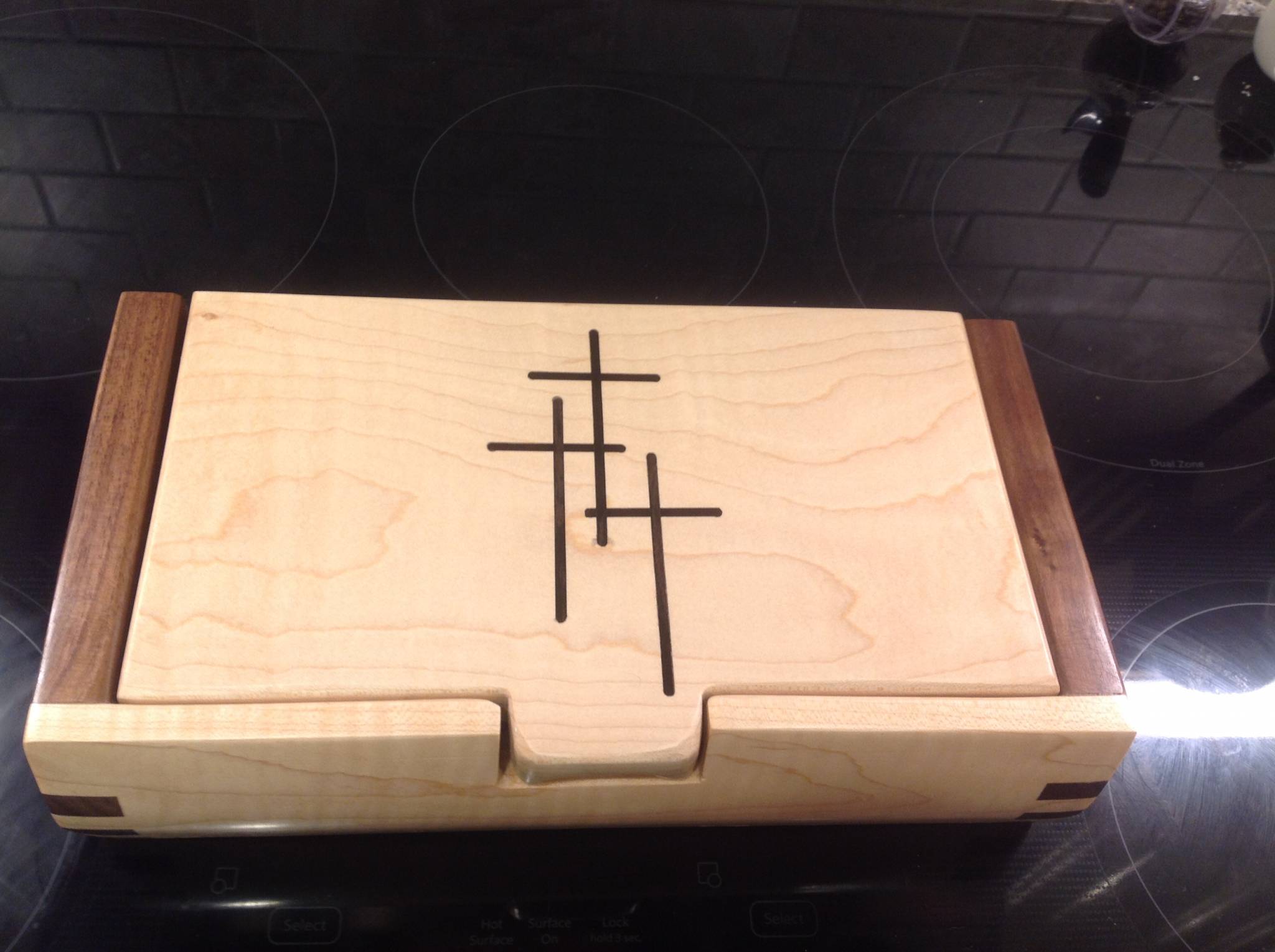 Box with cross inlay