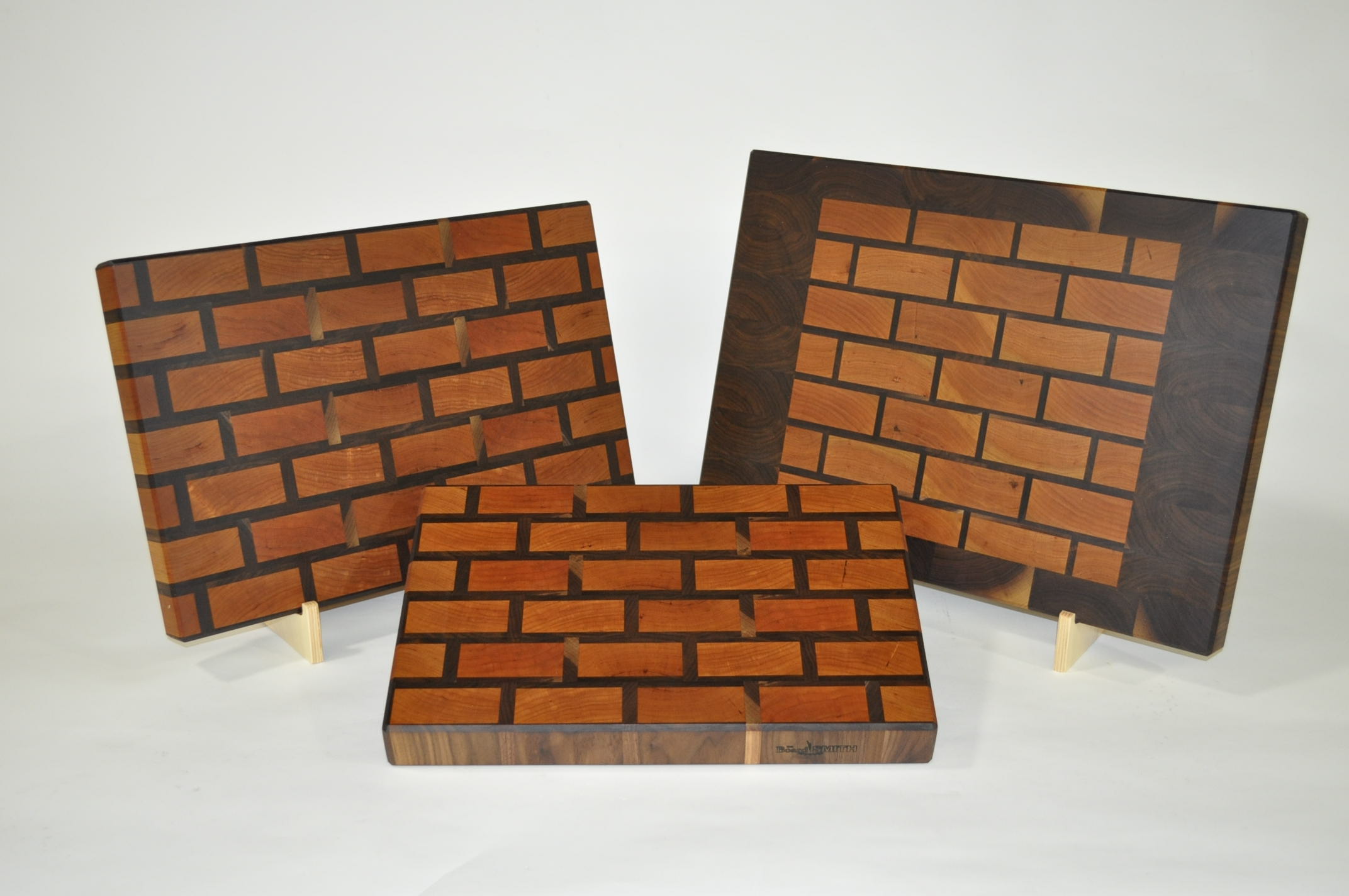 Cherry/Walnut Brick Pattern Cutting Boards Trio
