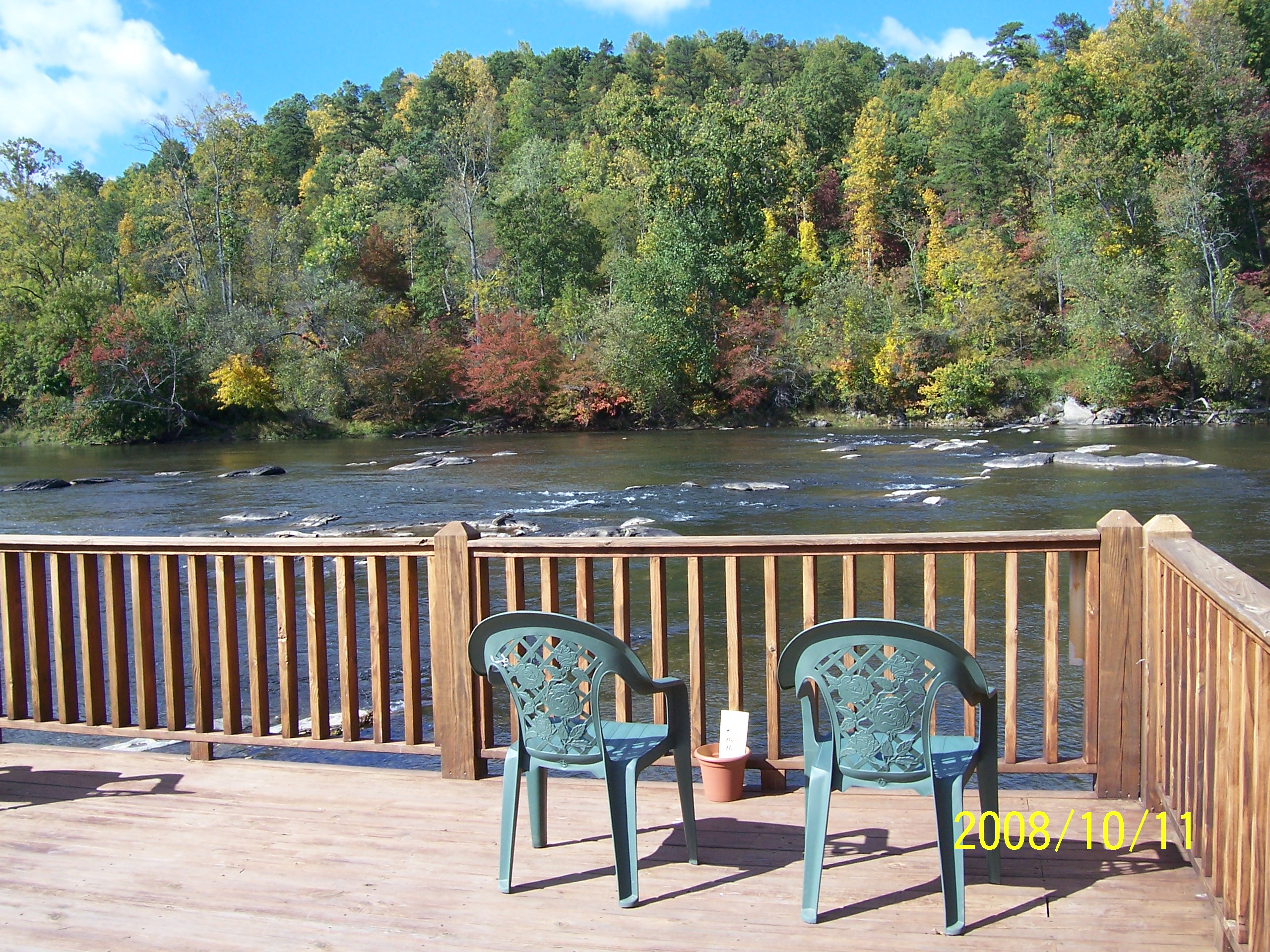Deck at the picnic overlooking the river