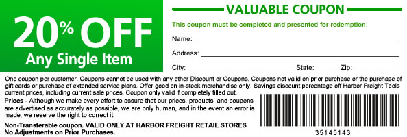 HF 20 percent off coupon