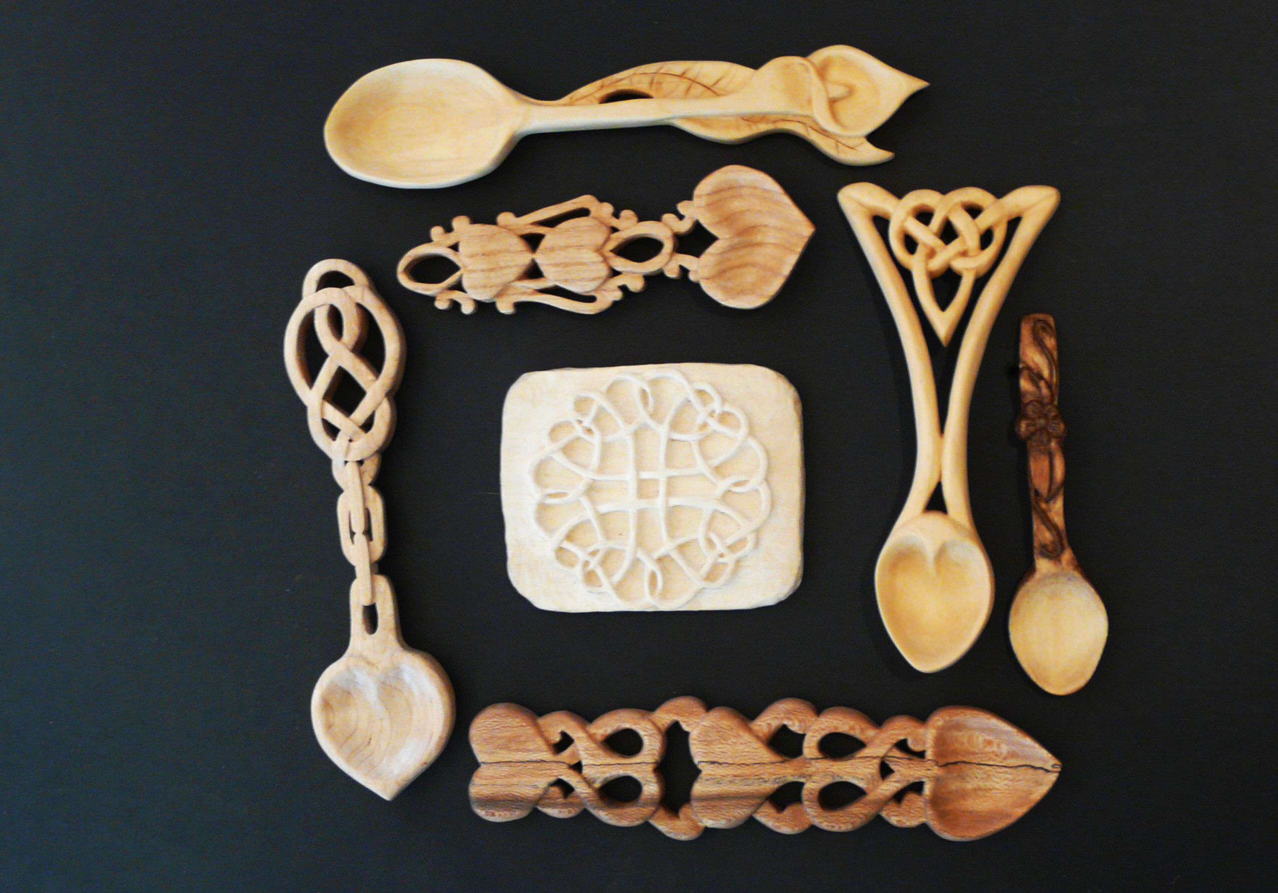 Love spoons and unfinished relief carving