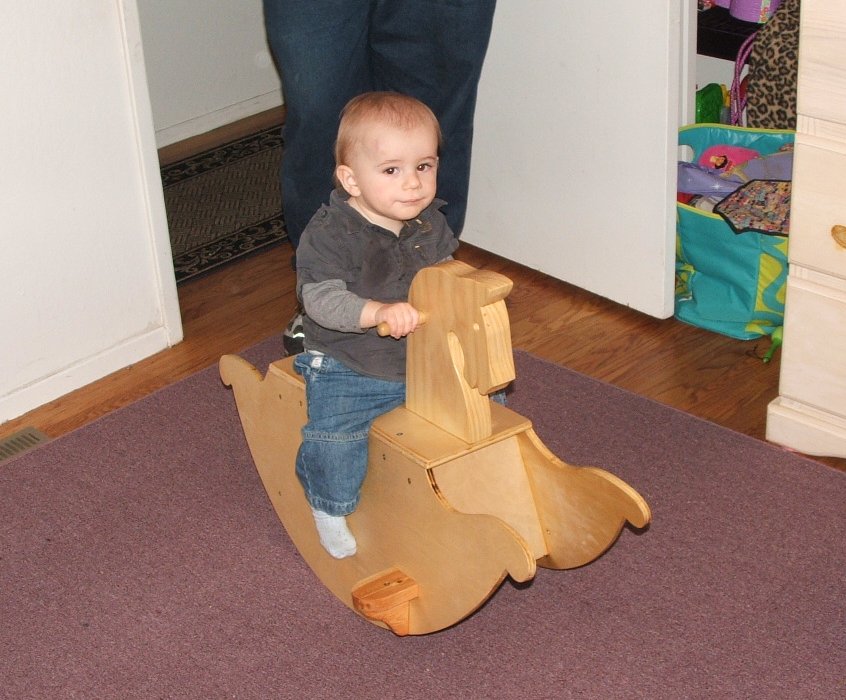 Nathan on his new rocking horse