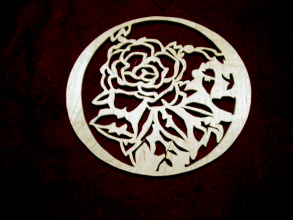 Rose Plaque in Curly Maple