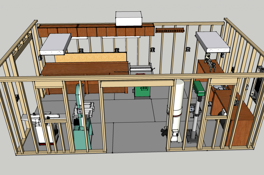 Sketchup layout of Manfre's planned workshop