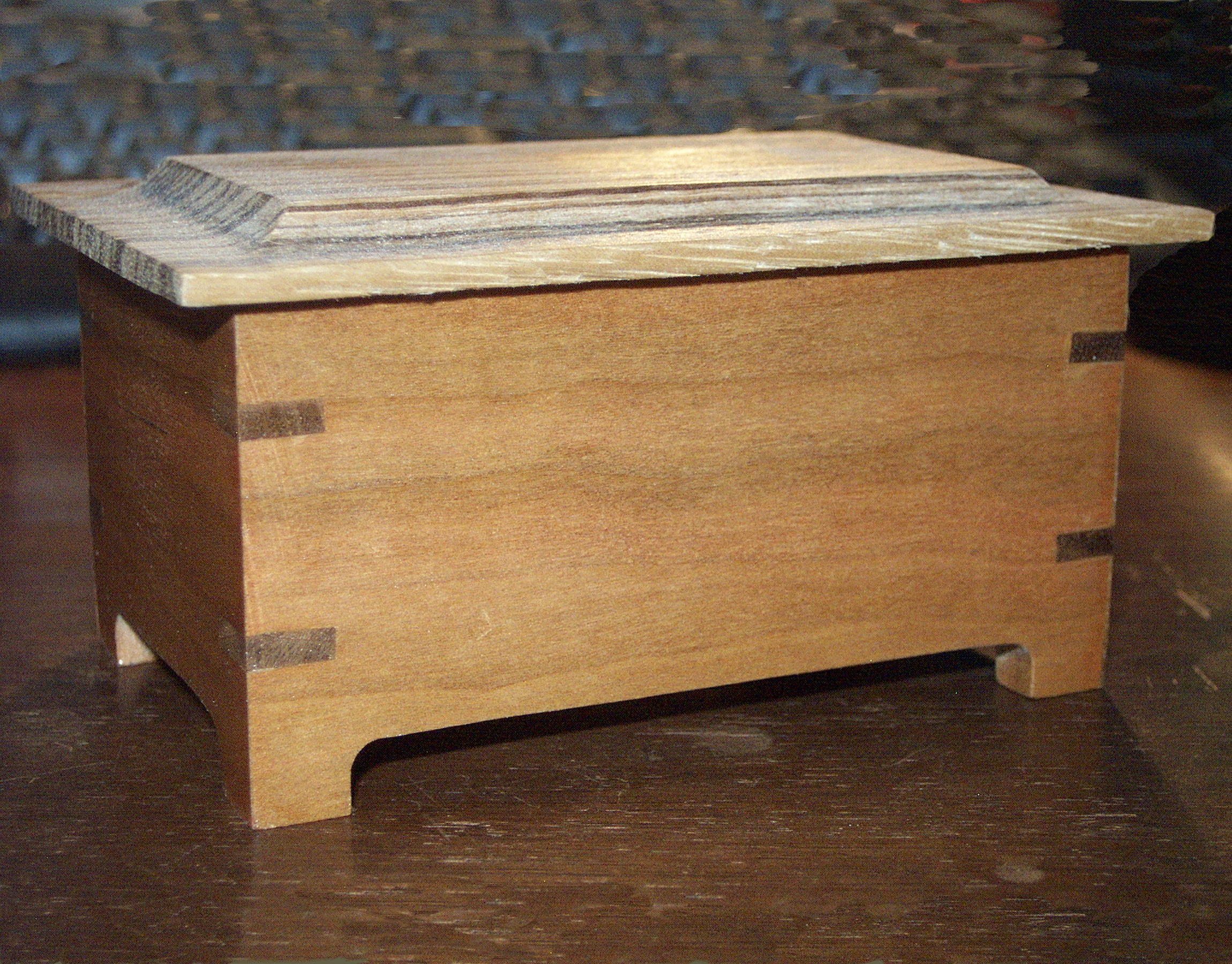 Small cherry box  w/zebra wood top