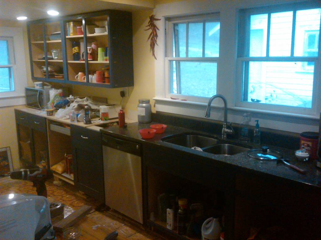 Upper cabinets installed