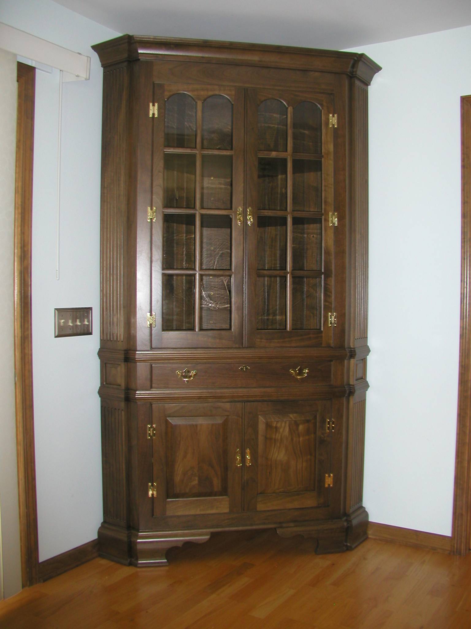 walnut corner cupboard