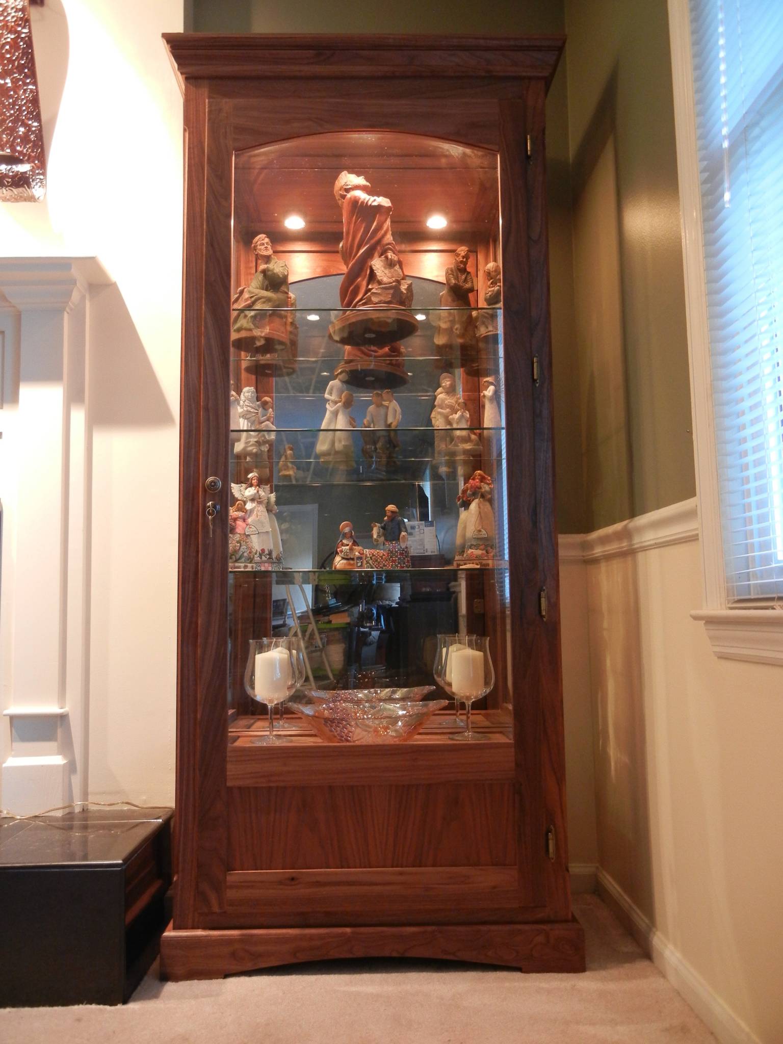 walnut display cabinet