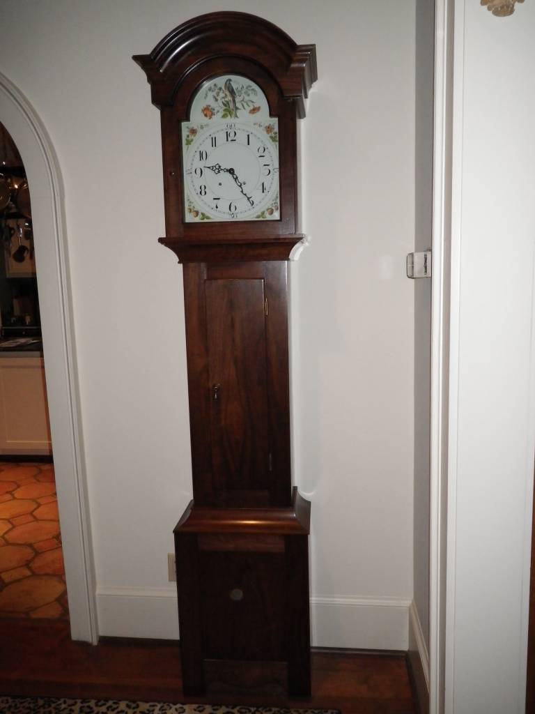 walnut grandfather clock- 2004