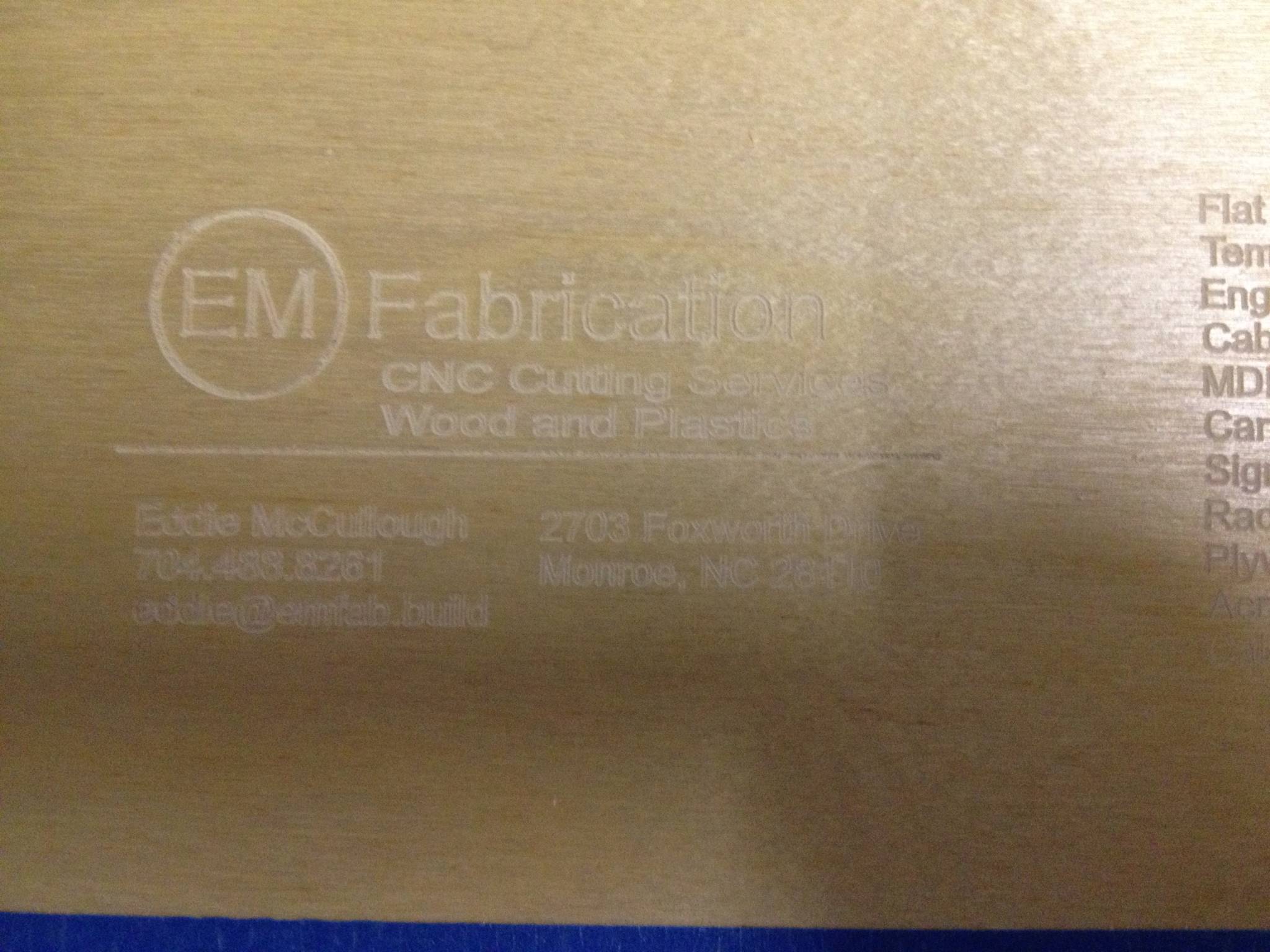 CNC Engraved Biz Cards - Test 2