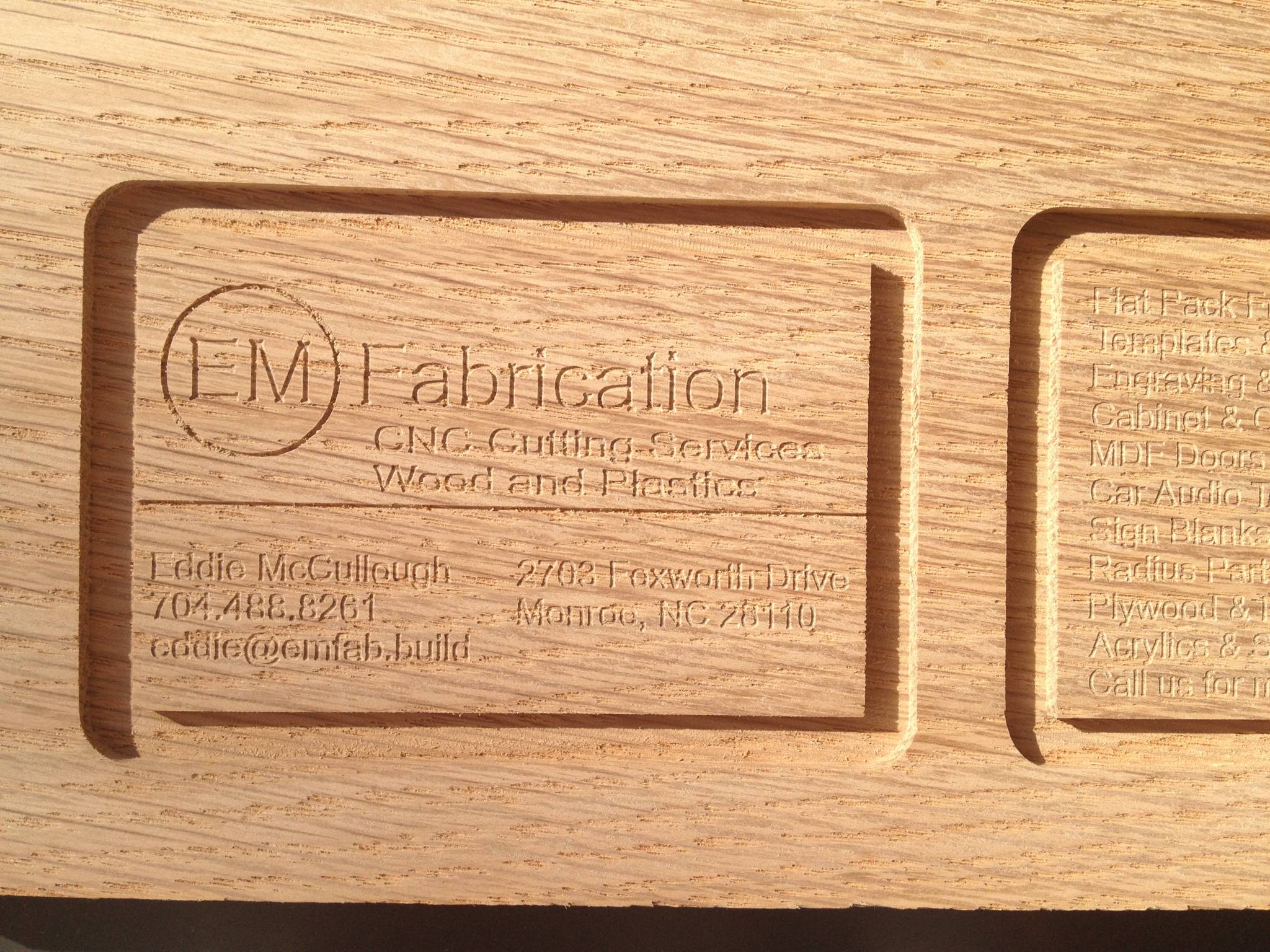 CNC Engraved Biz Cards - Test