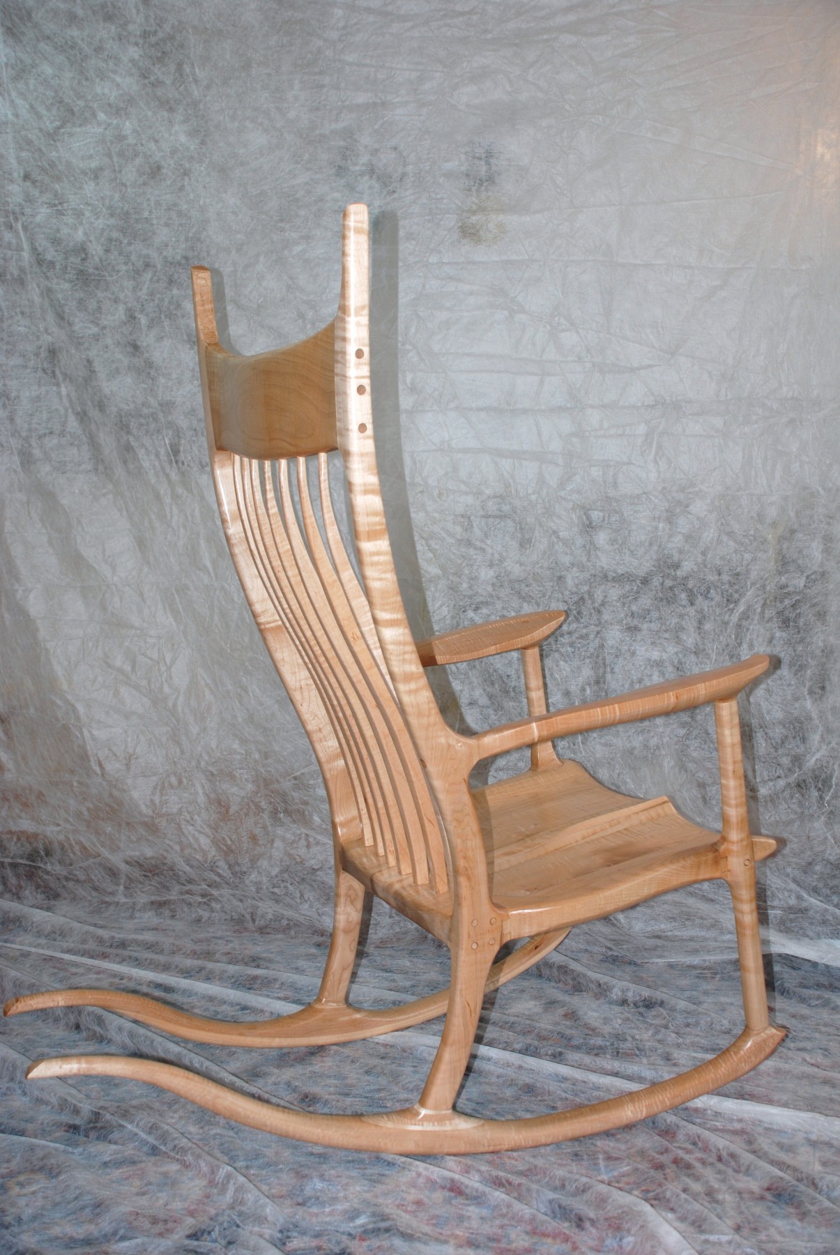 Curly Maple Rocker back view