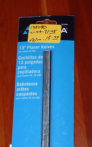 Delta 13" planer knives