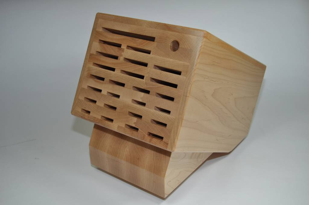 Hard maple counter top knife block - 25 slots + hone