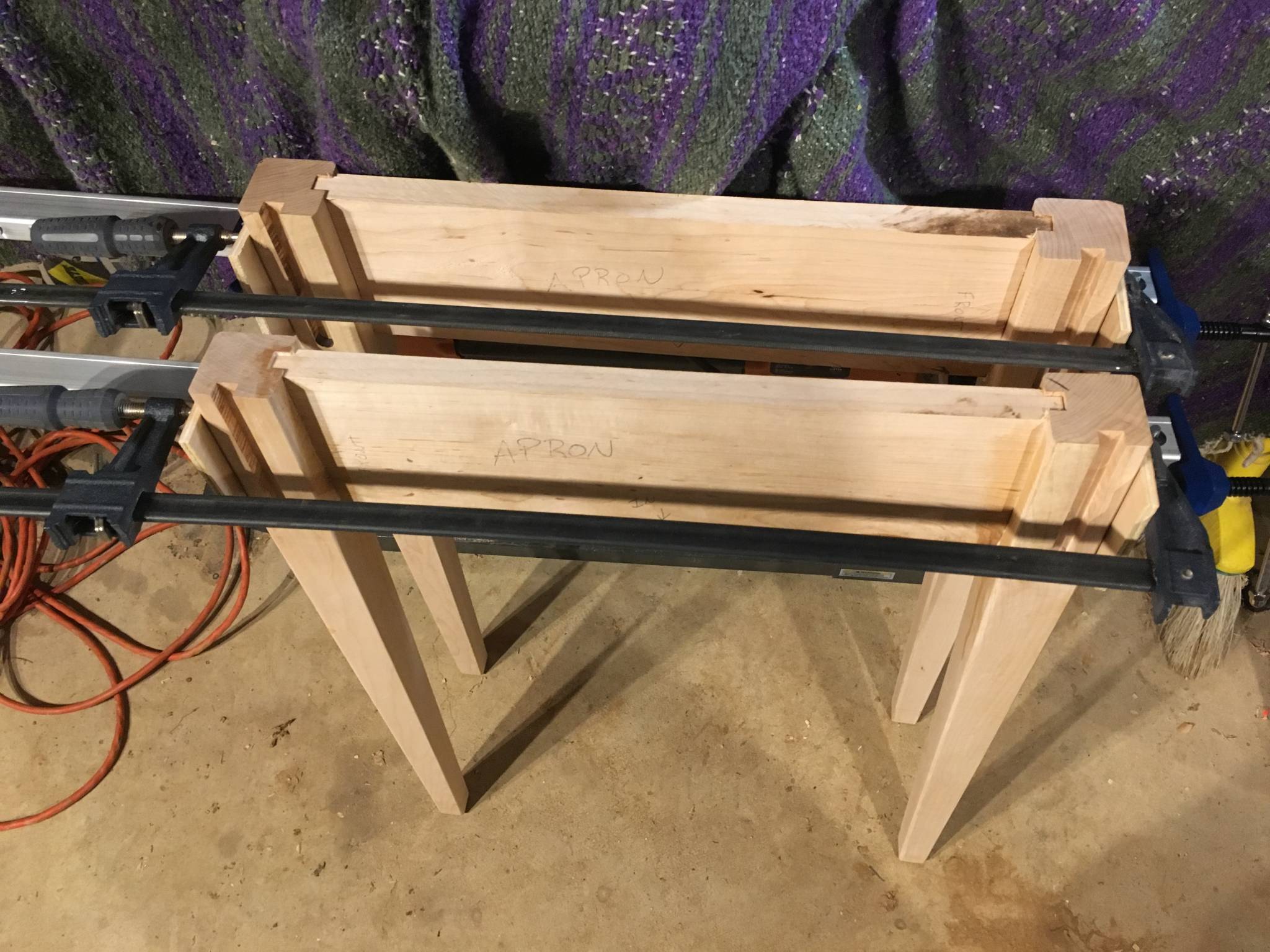 Leg and apron glue up