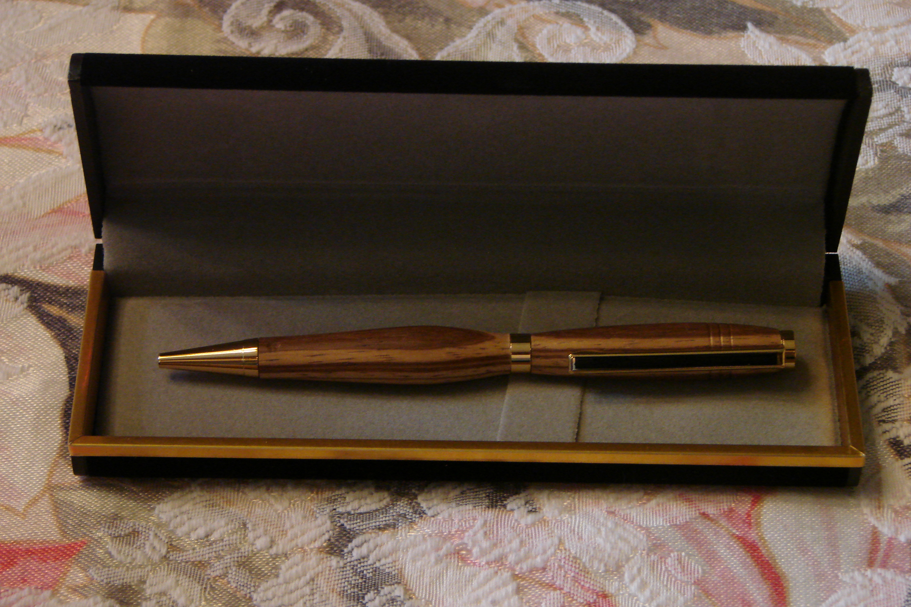 Pen, Tigerwood, turned for Christmas present in 2008.