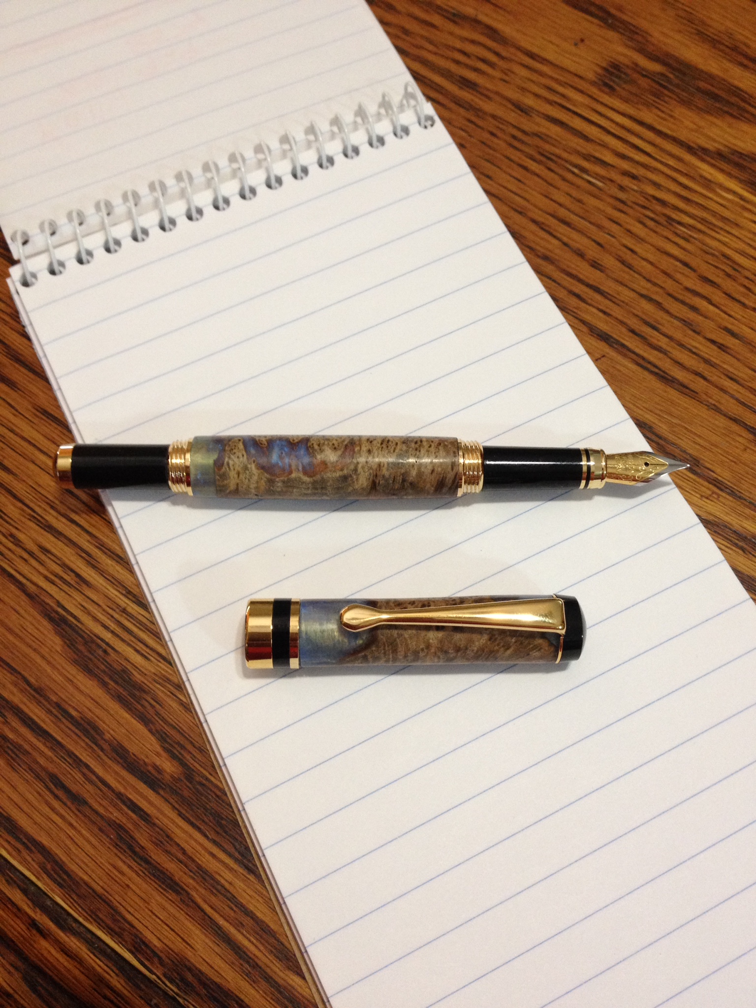 Self Cast acrylic and mallee burl Classic American Fountain Pen