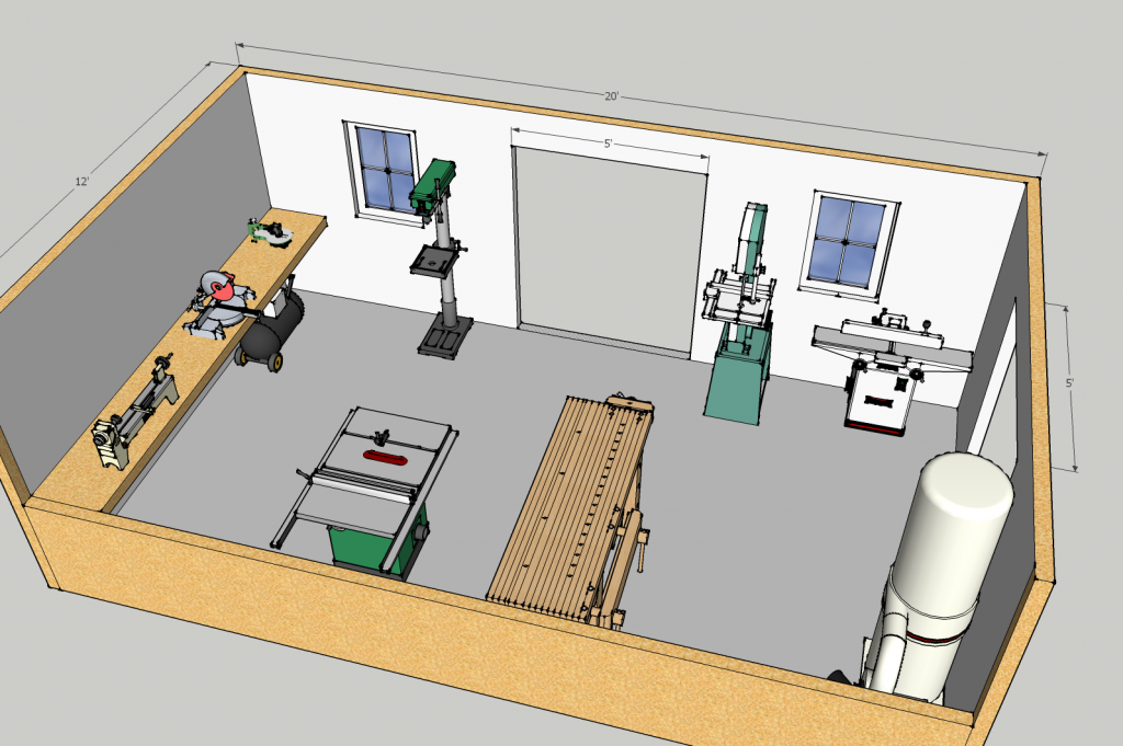 Sketchup diagram of workshop