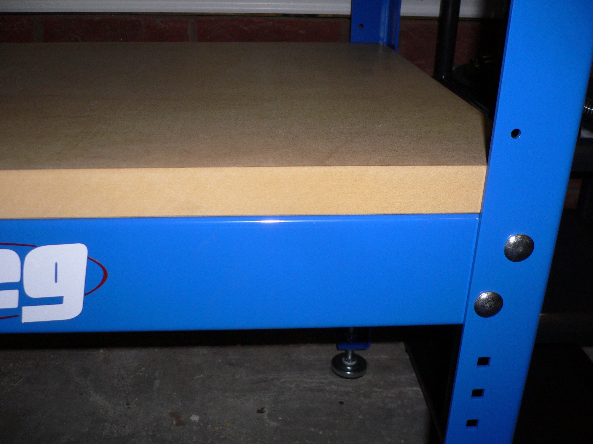 The KREG with 1 1/4" MDF shelf with 45 degree cut edges