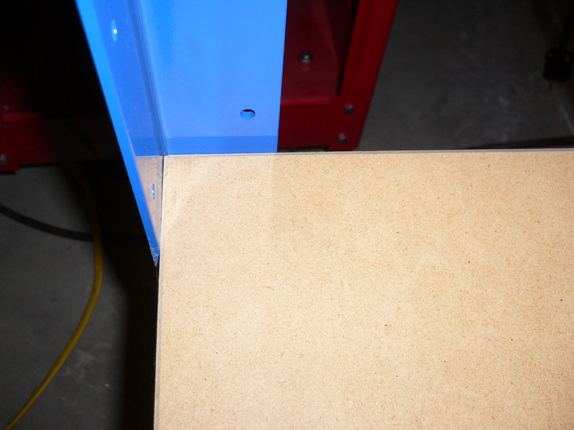 The KREG with 1 1/4" MDF shelf with 45 degree cut edges